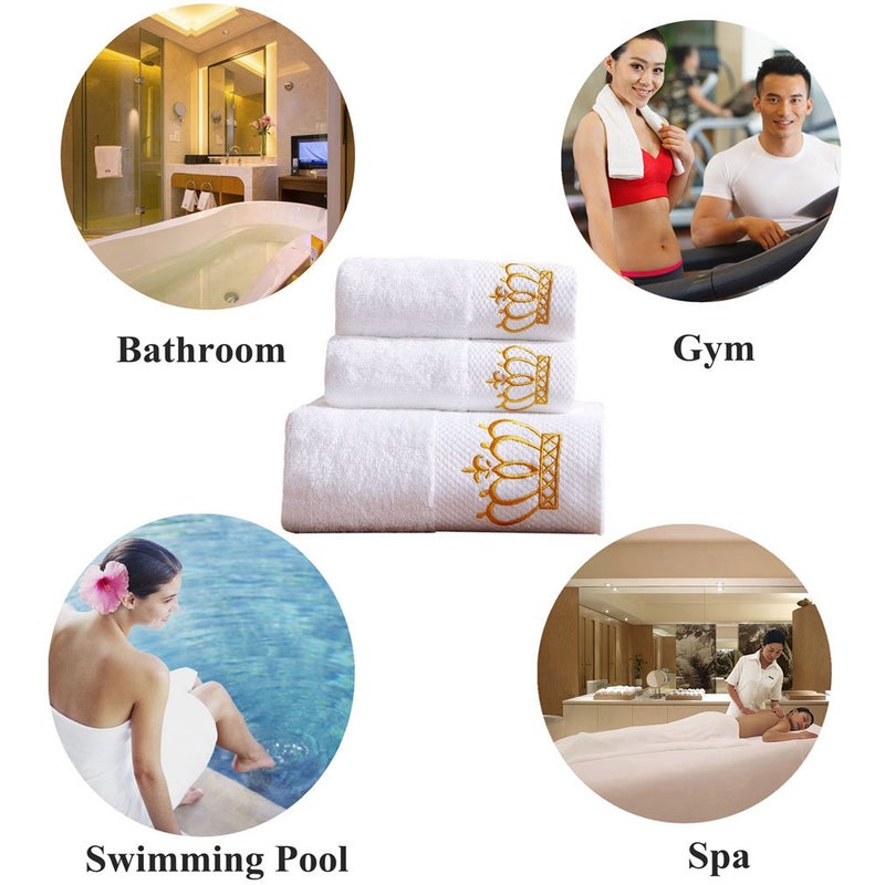 Sunshinejing Premium 100% Cotton Bath Towel Set;1 Bath Towels,1 Hand Towel & 1 Washcloth,Luxury Bathroom Super Soft and Highly Absorbent,Hotel & Spa Quality - Image 3